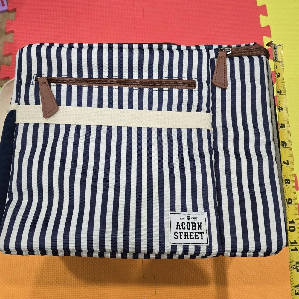 Acorn Street Stroller Organizer Bag - Navy‎ Stripe - Insulated Cup Holders &...